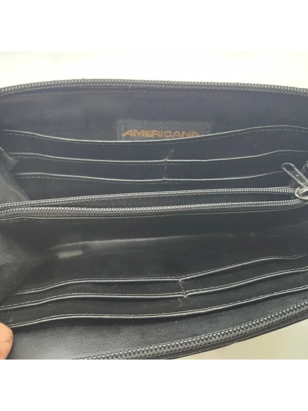 American by Sharif Zip Black‎ Leather Wallet Wristlet So Soft